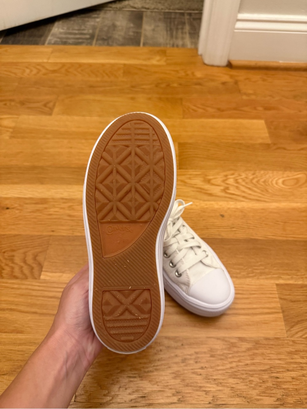 Converse White Low Top Sneakers - Canvas Lace-Up - Picture 4 of 5